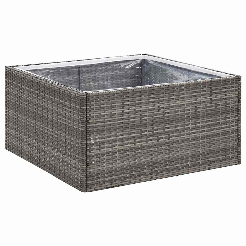 Jardinière gris 80x80x40 cm résine tressée