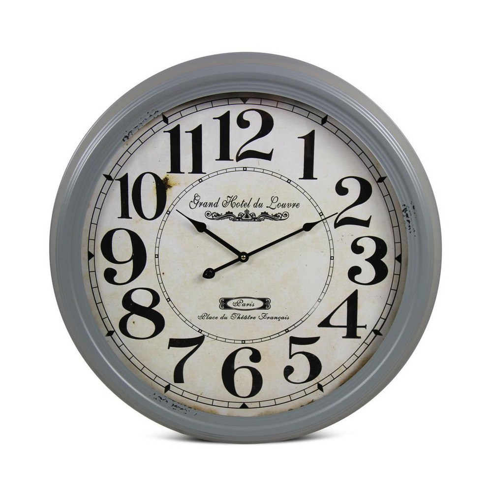 Horloge ancienne murale grand hôtel du louvre métal gris - décoration d'autrefois