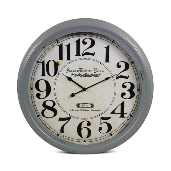 Horloge ancienne murale grand hôtel du louvre métal gris - décoration d'autrefois