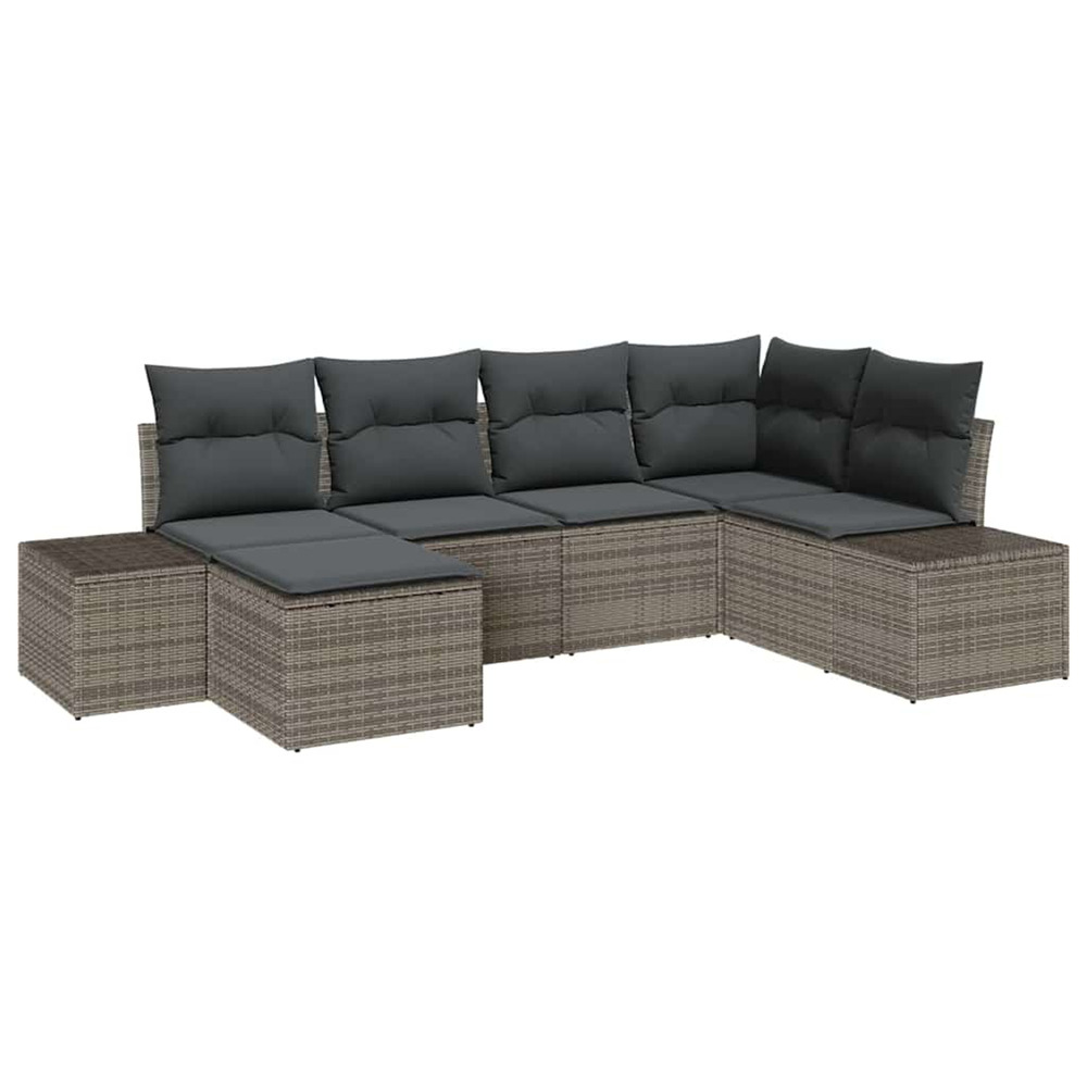 Ensemble de canapé de jardin avec coussin 6 pcs gris polyrotin