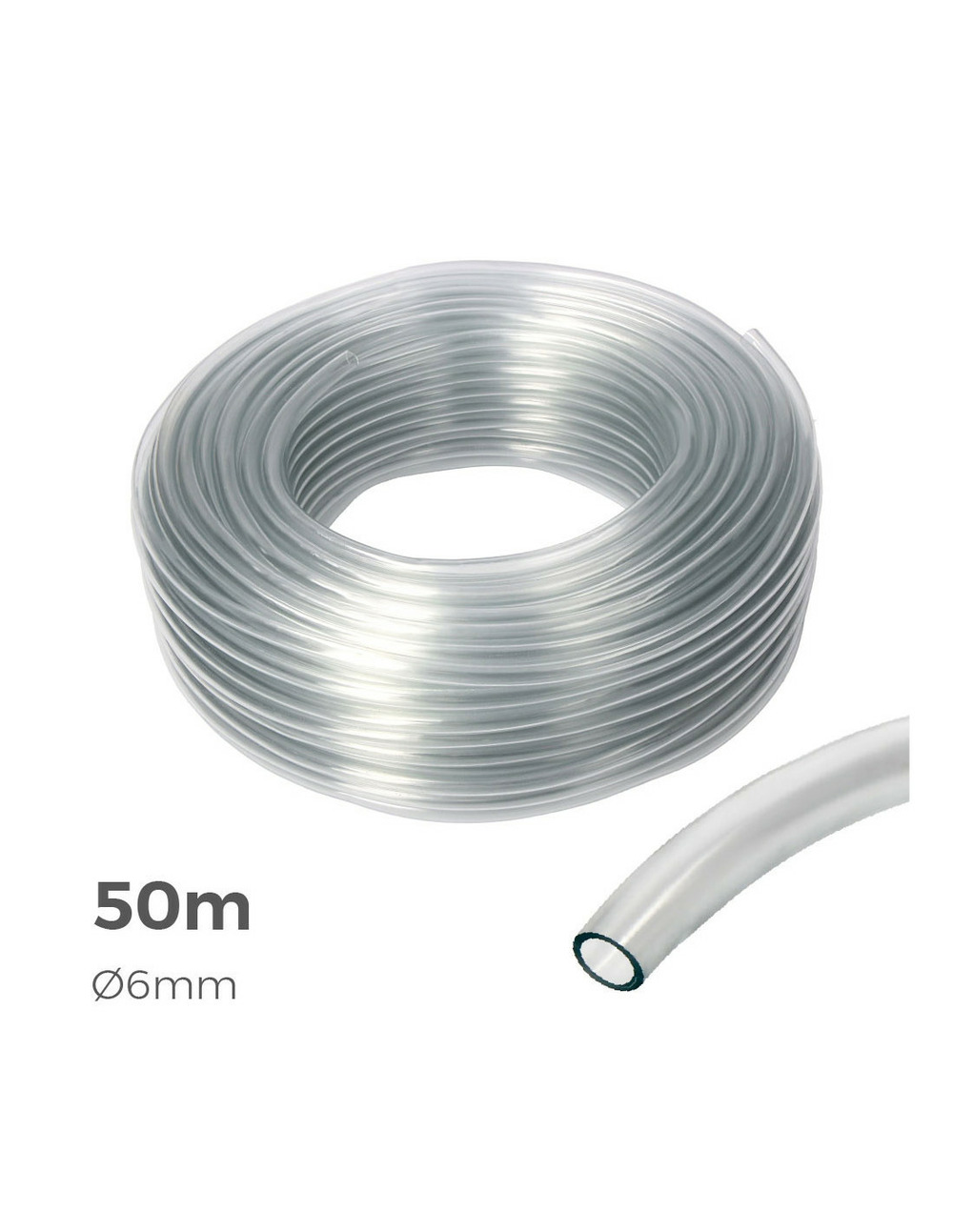 Tuyau transparent ø intérieur 6mm ø extérieur 8mm rouleau 50m