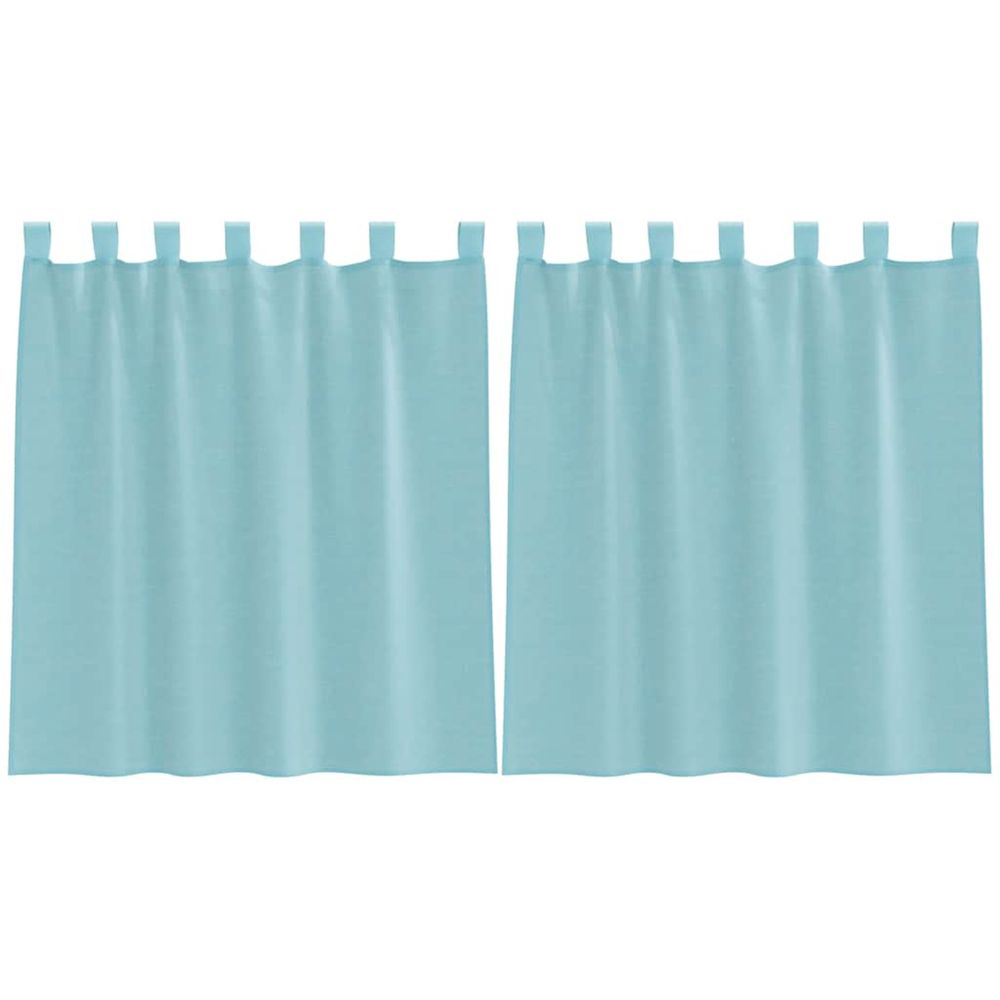 Rideaux en voile avec boucles 2 pcs turquoise 140x140 cm