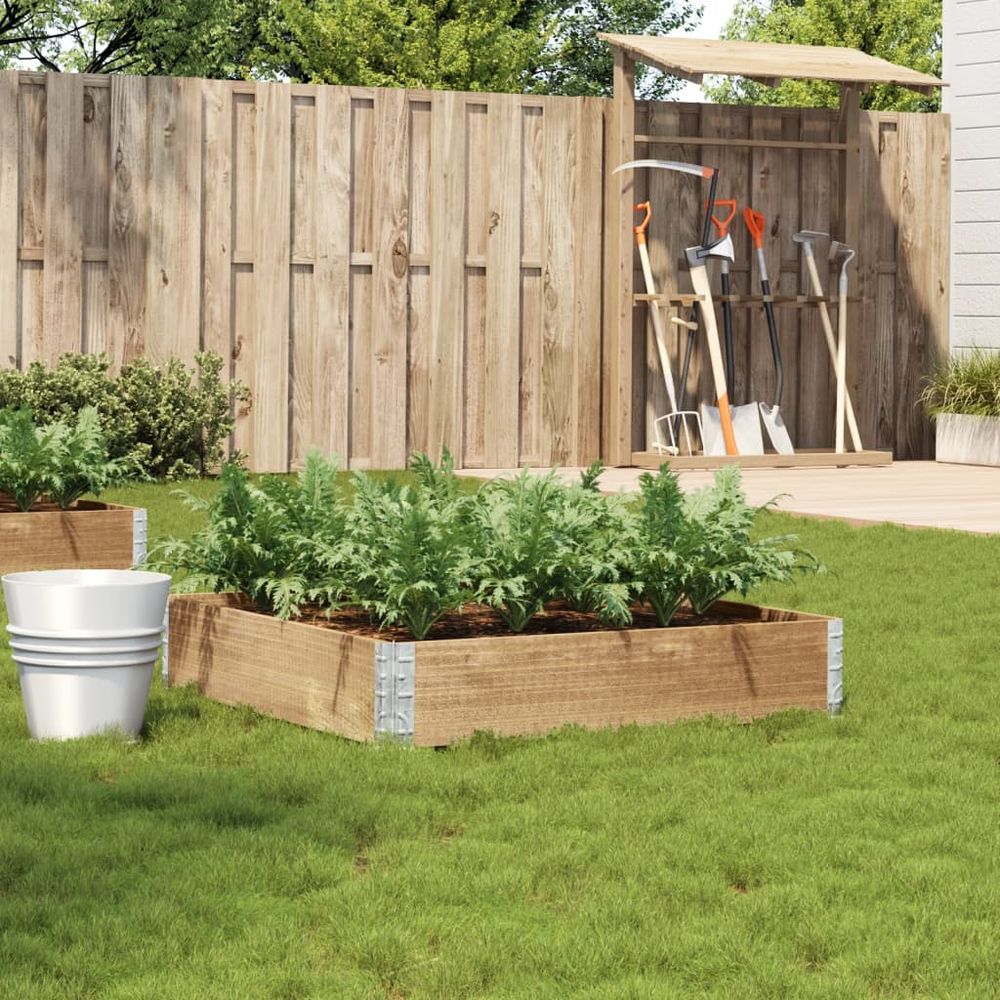 Grand carré potager en bois de pin brut pour potager au sol 100x100x21,5 cm naturel