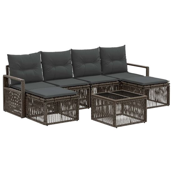 Ensemble de canapé de jardin 7 pc gris polyrotin