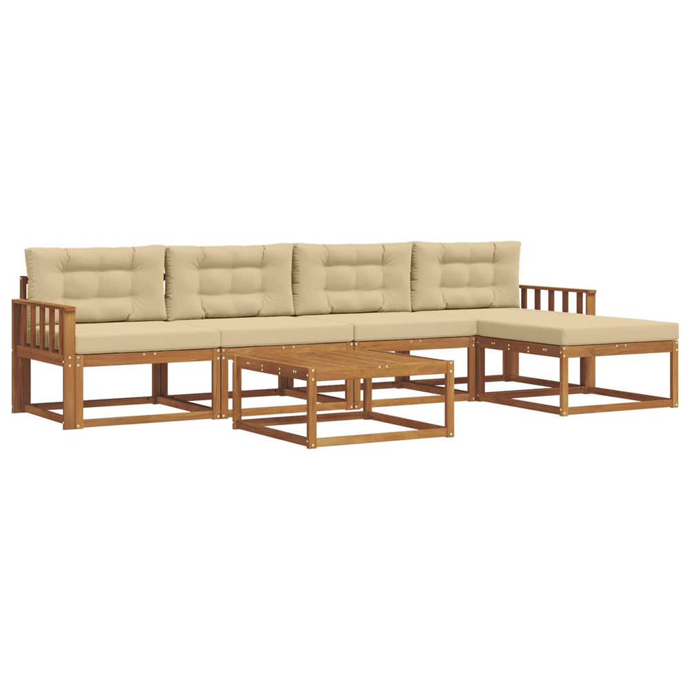 Ensemble de canapés d'extérieur 6 pcs naturel et beige