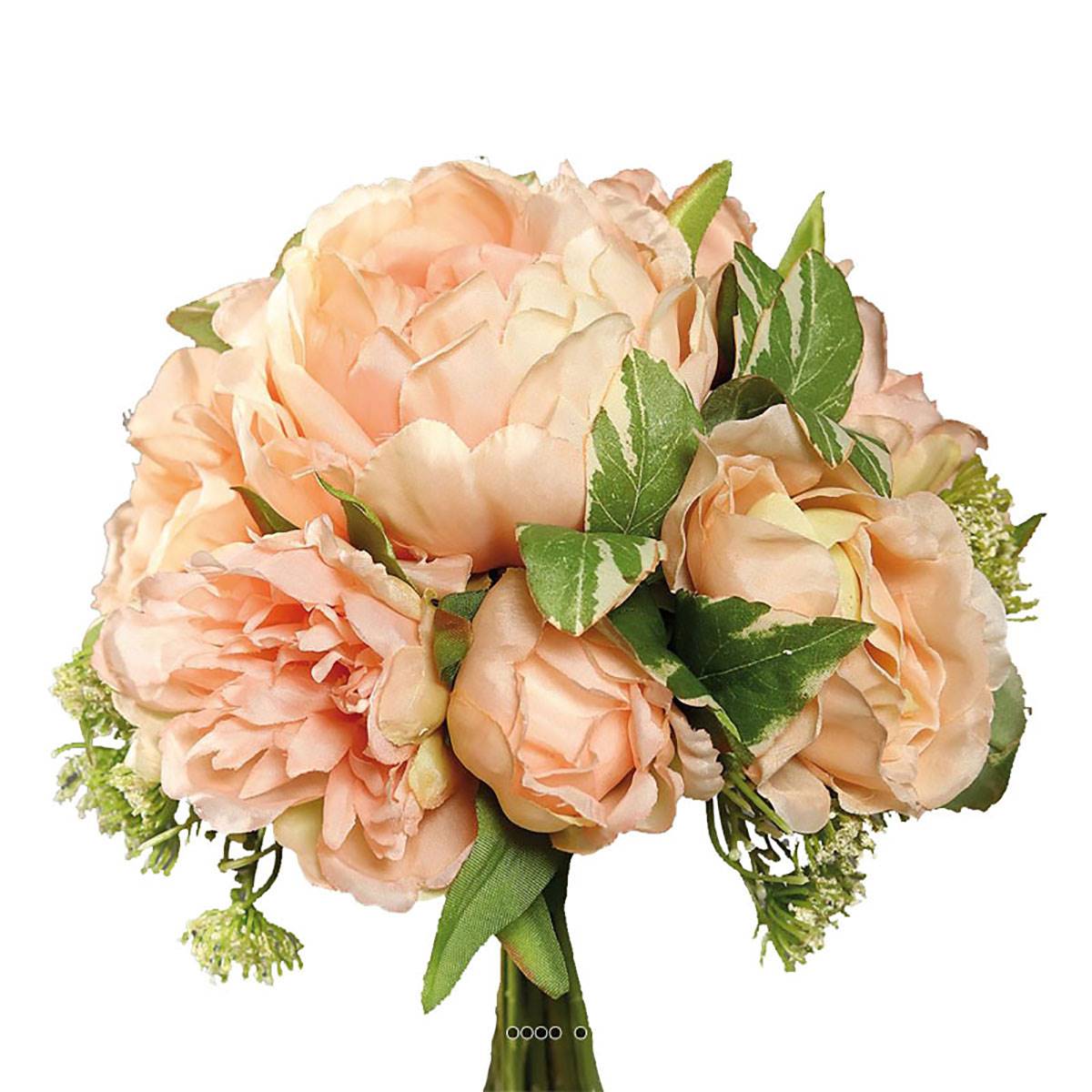 Bouquet pivoines &carottes sauvages factice 7 fleurs h20cm rose saumon - couleur