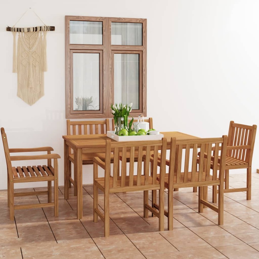 Ensemble à manger de jardin 7 pcs bois de teck solide