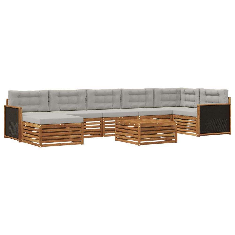 Ensemble de canapés d'extérieur 8 pc naturel et gris clair