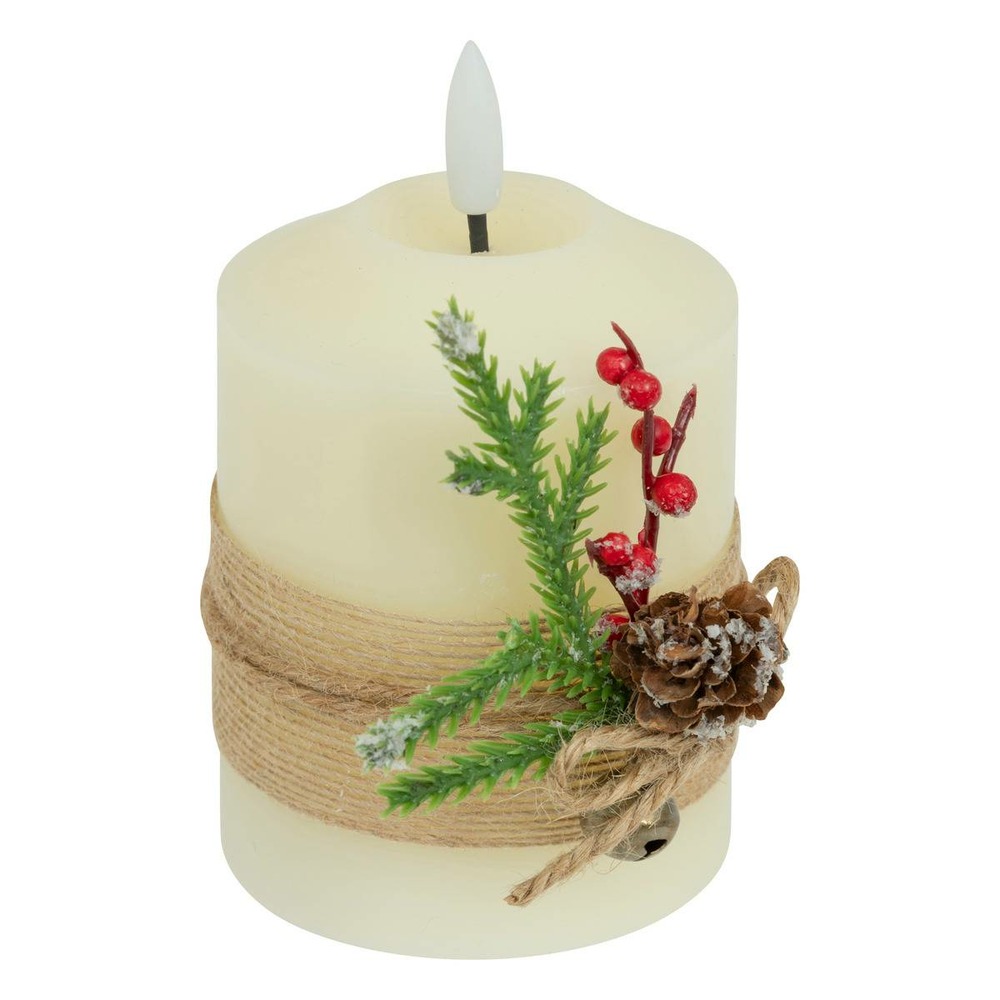 Bougie led déco branche h.10cm blanc