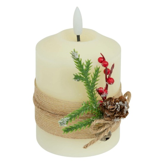 Bougie led déco branche h.10cm blanc