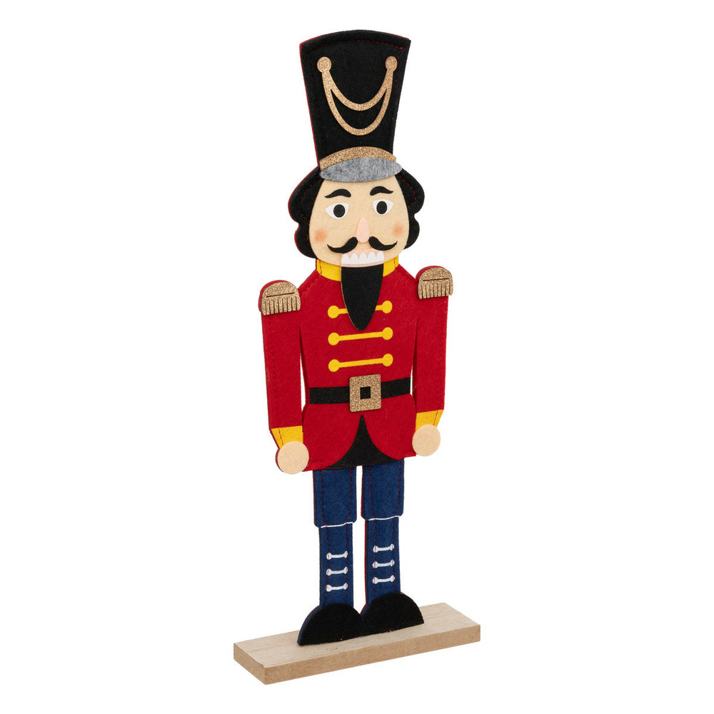 Déco de noël casse-noisette rouge en bois et feutrine h 41 cm