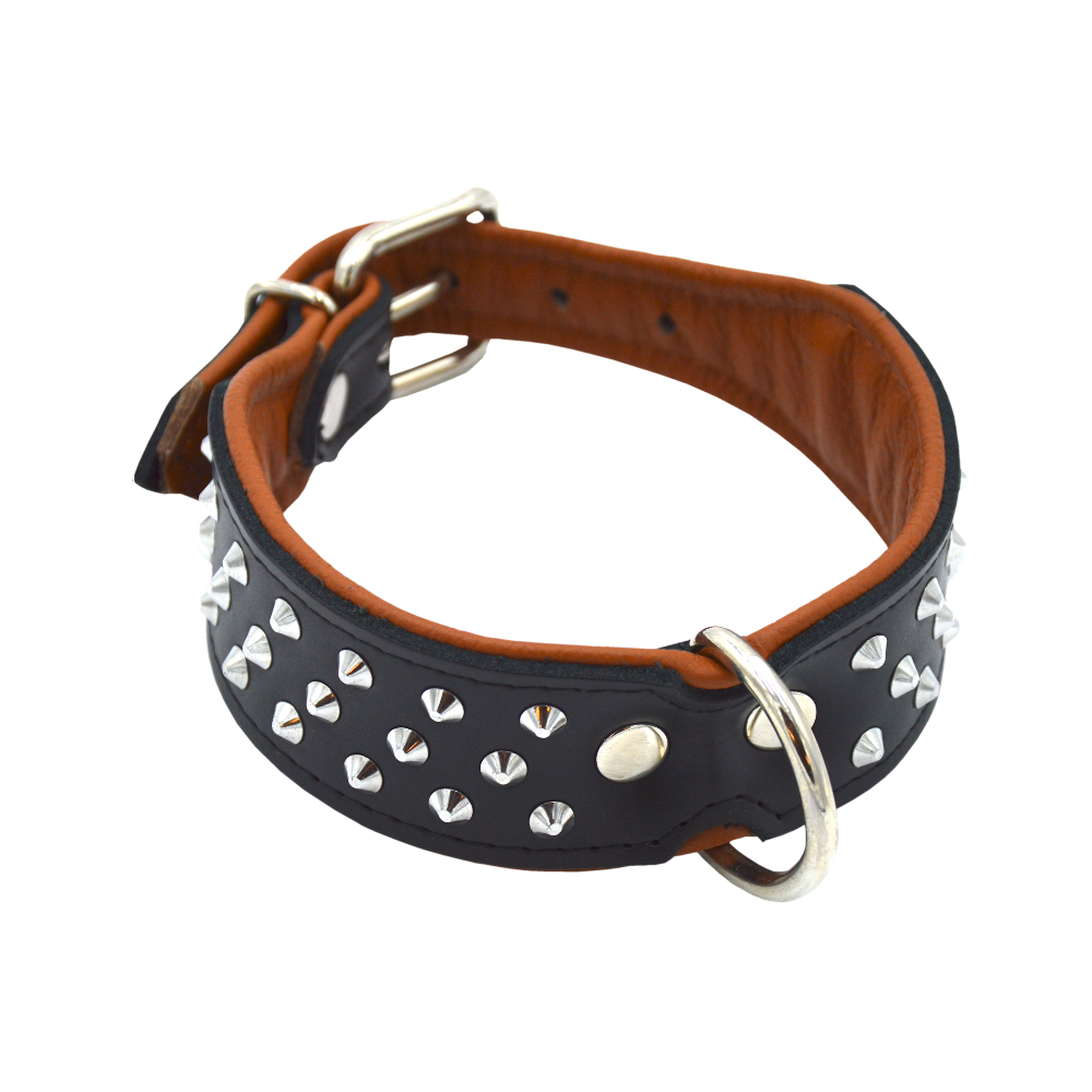 Collier de chien en cuir PU clouté (Marron XS)-Fei Yu