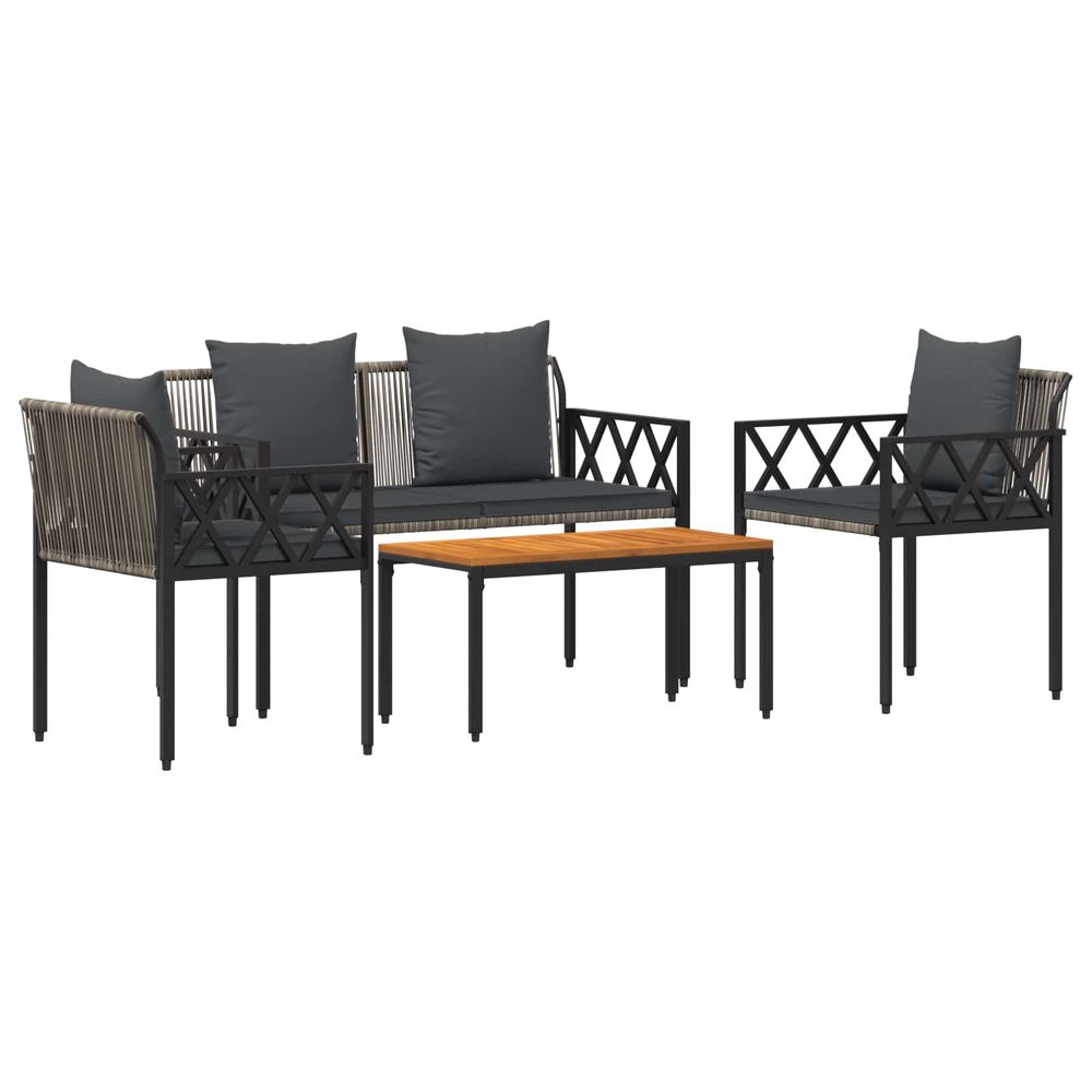 Ensemble de meubles d'extérieur 4 pc gris et gris foncé