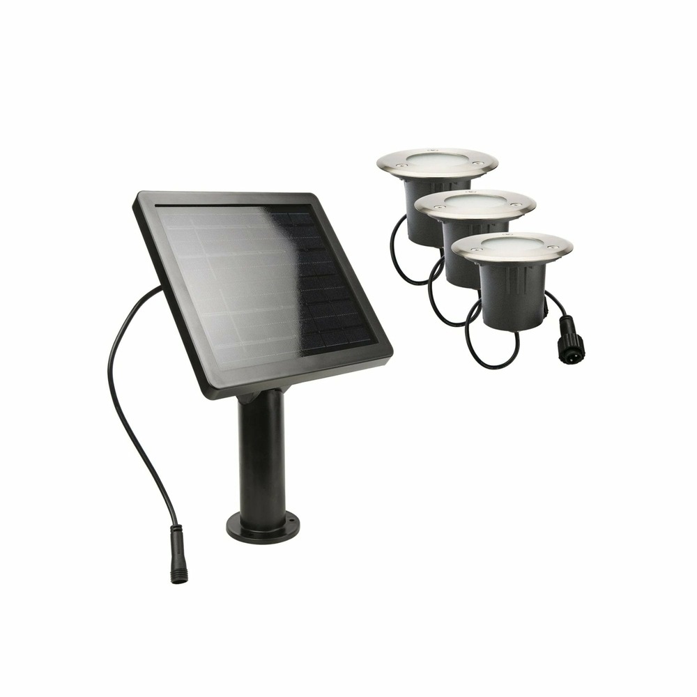 Kit de 3 spots led encastrés solaires inox