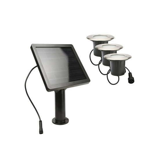 Kit de 3 spots led encastrés solaires inox