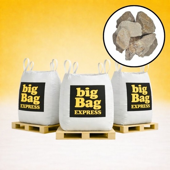 Pack 3 x big bag de +/- 1,5t pierre à gabion ocre beige ø 70/120 mm - livraison premium