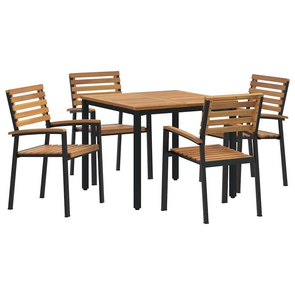 Ensemble de salle à manger pour jardin 5 pcs noir