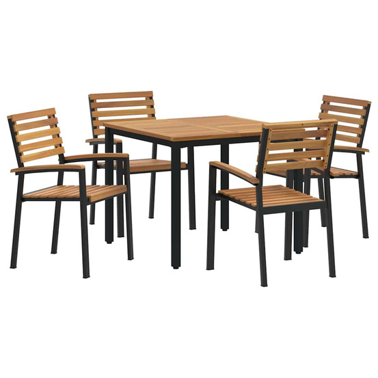 Ensemble de salle à manger pour jardin 5 pcs noir