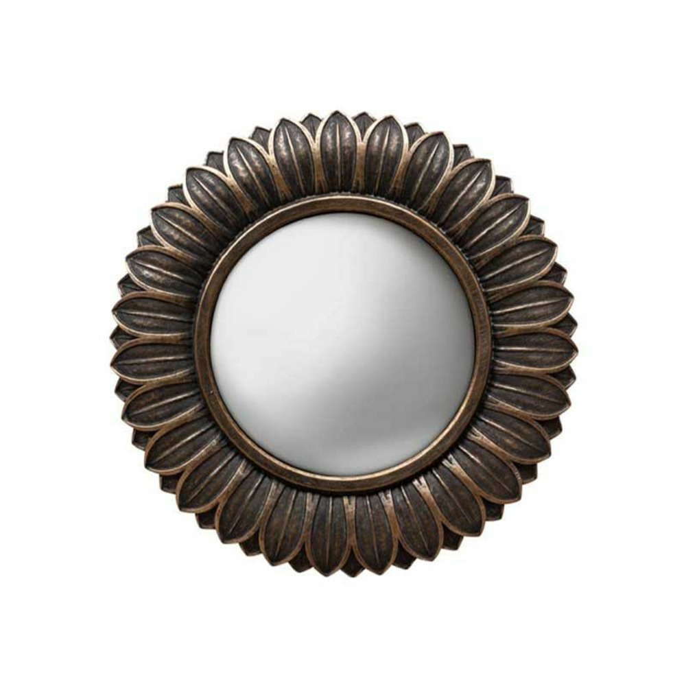 Miroir convexe résine fleur bronze 18cm
