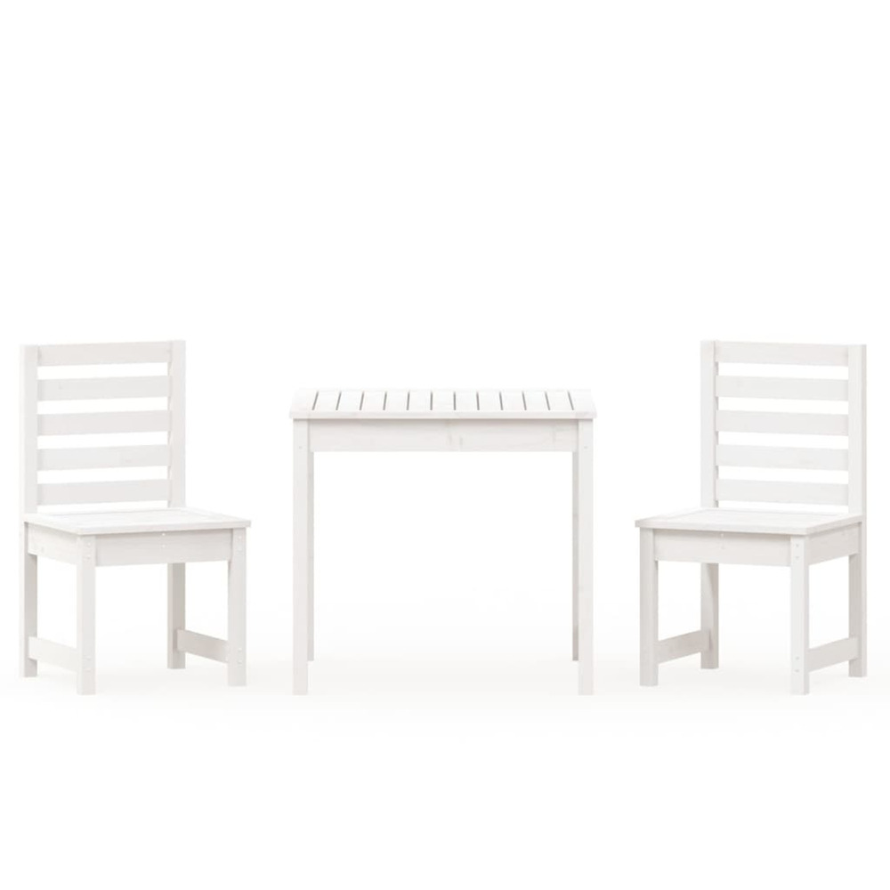 Ensemble de bistrot de jardin 3 pcs blanc bois de pin massif