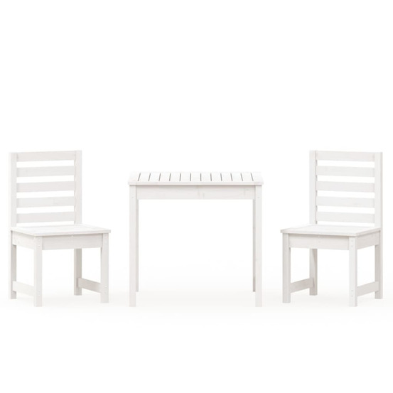 Ensemble de bistrot de jardin 3 pcs blanc bois de pin massif