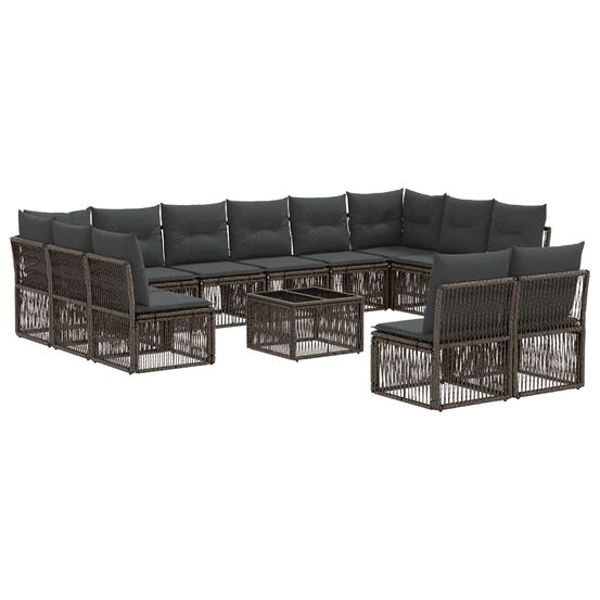 Ensemble de canapé de jardin 13 pc gris polyrotin