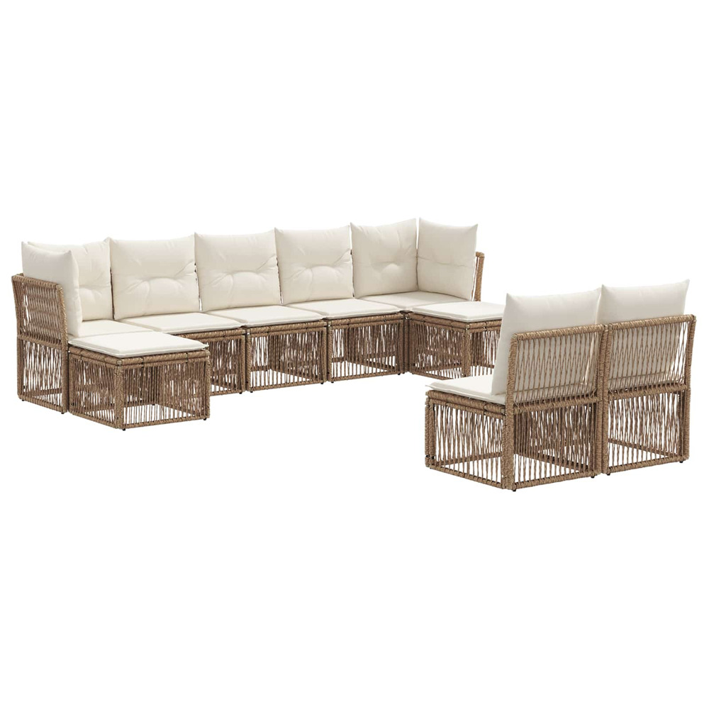 Ensemble de canapé de jardin 9 pcs beige polyrotin