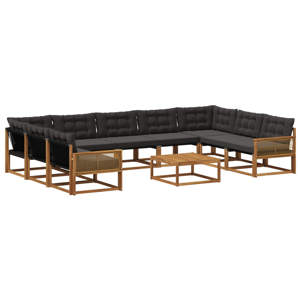 Ensemble de canapés d'extérieur 10 pcs naturel et noir