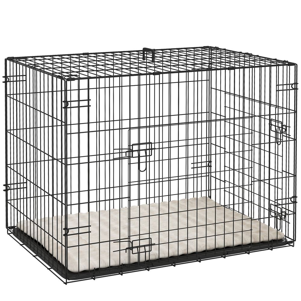 Cage transport pliable acier pour petit chien double porte 76x53x60cm noir