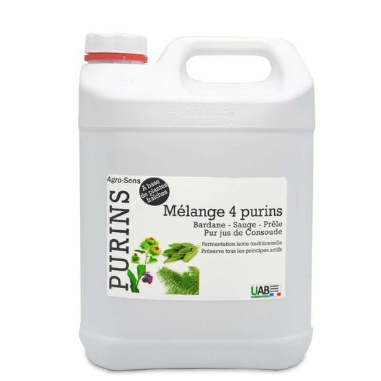 Mélange de 4 purins concentré, consoude, prêle, bardane et sauge - 5 litres