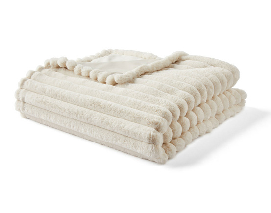 Arezzo - plaid - 200x140 cm - en fausse fourrure côtelé et velours