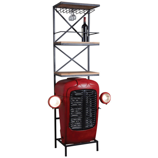 Meuble bar tracteur en acacia et métal