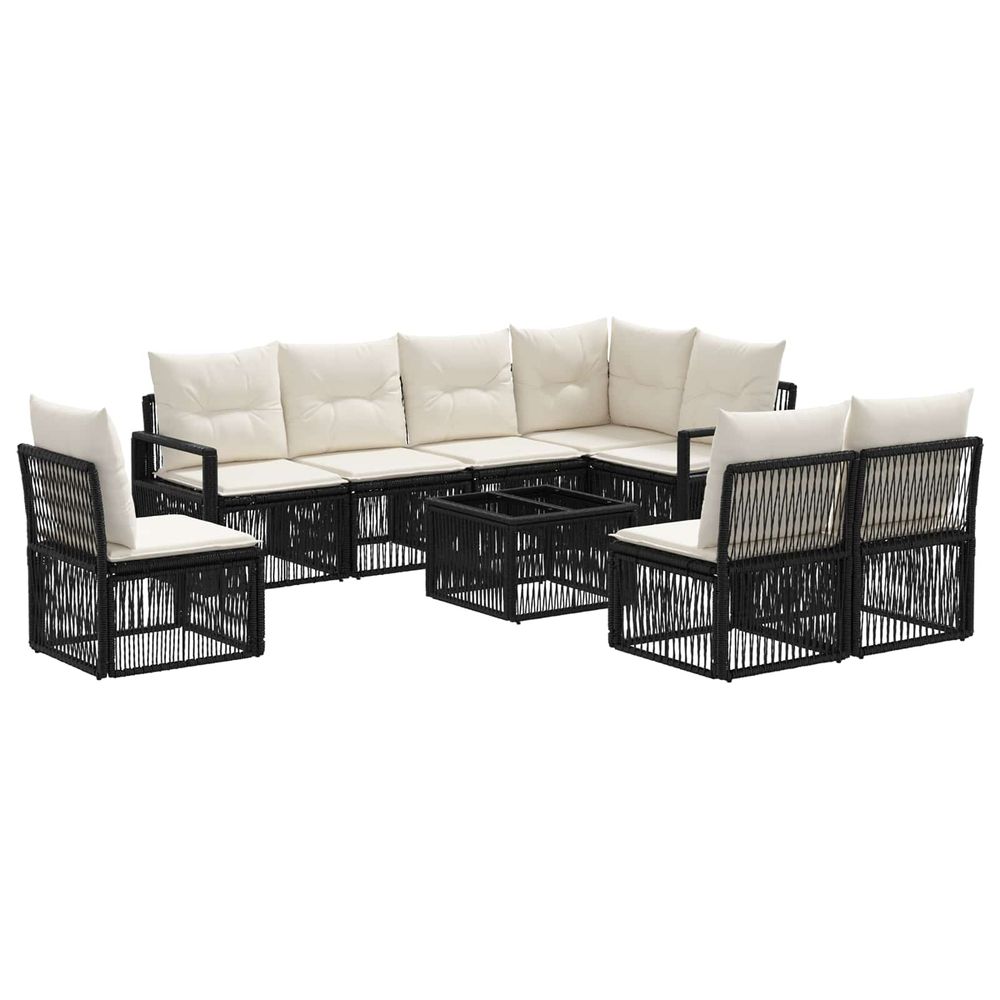 Ensemble de canapé de jardin 9 pc noir polyrotin