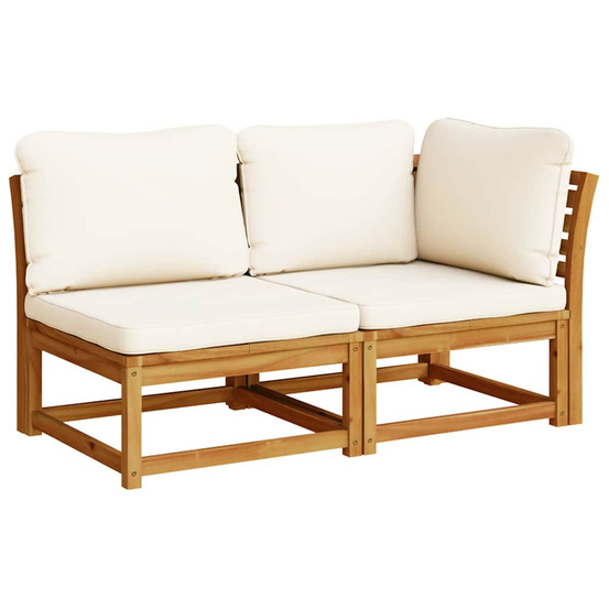 Salon de jardin 2 pcs avec coussins bois massif d'acacia