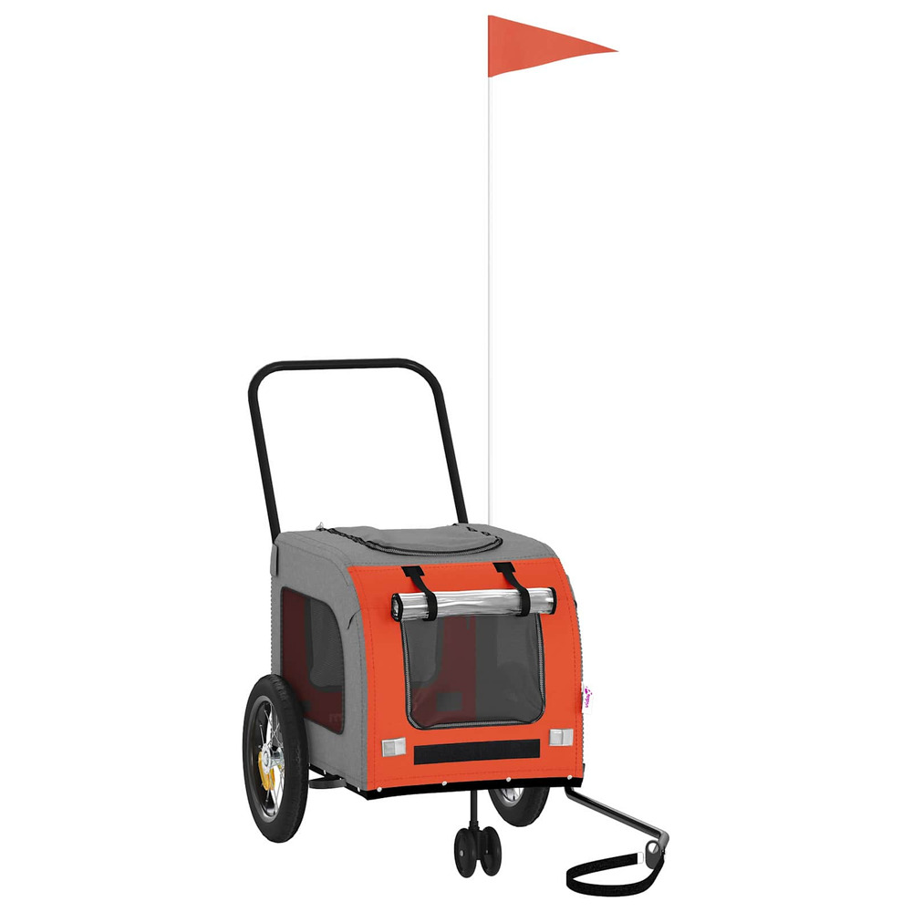 Remorque de vélo pour animaux orange et gris 125 x 53 x 54 cm