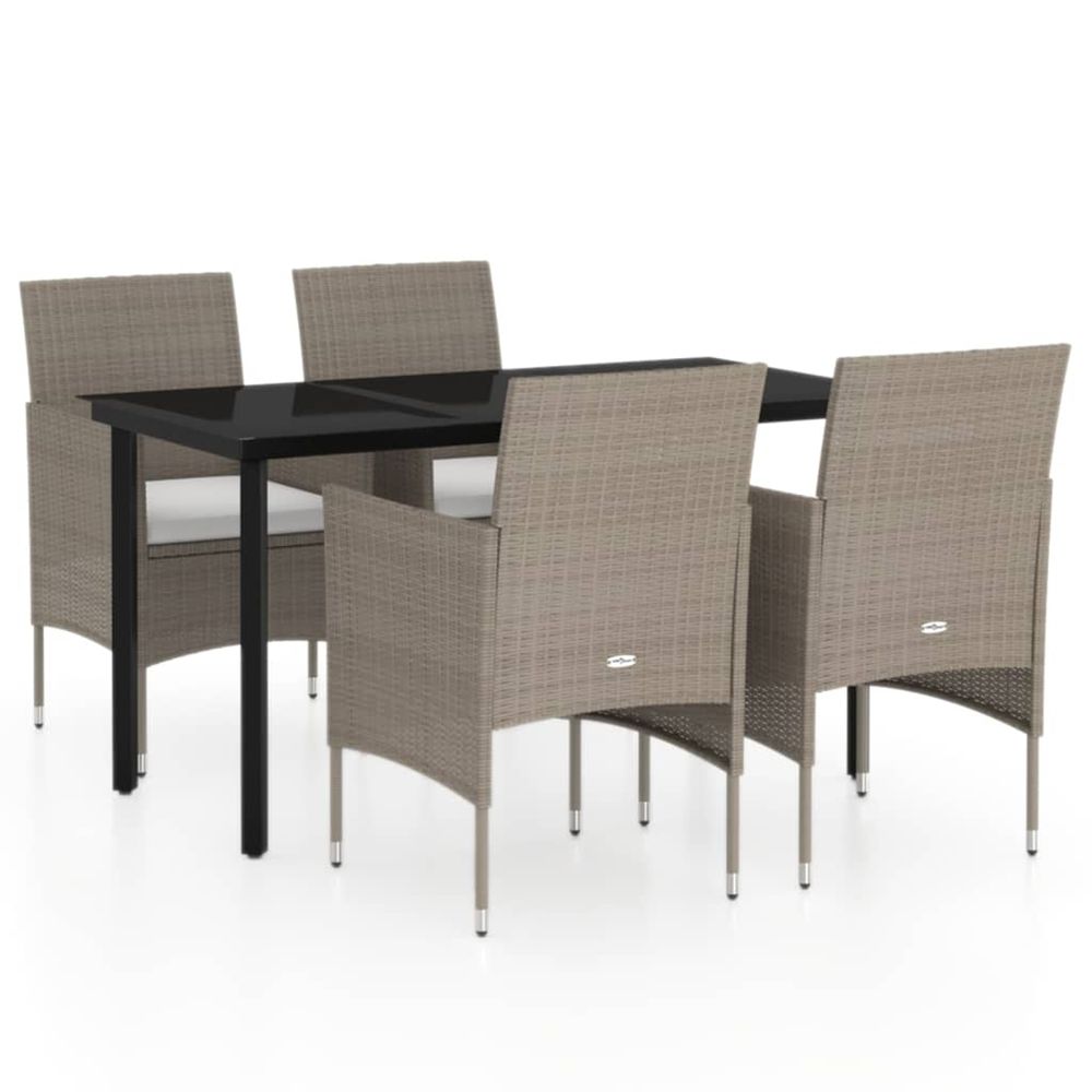Ensemble à manger de jardin coussins 5 pcs beige/noir