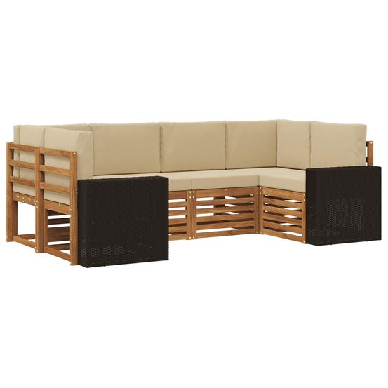 Ensemble de canapés d'extérieur 6 pc naturel et beige polyester