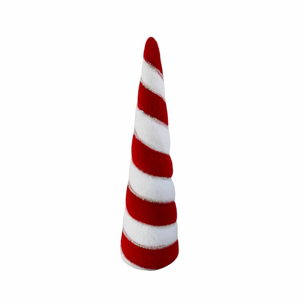Déco de noël cone rouge et blanc h 40.5 cm