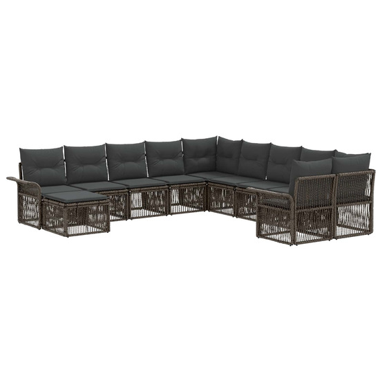 Ensemble de canapé de jardin 11 pcs gris et gris foncé