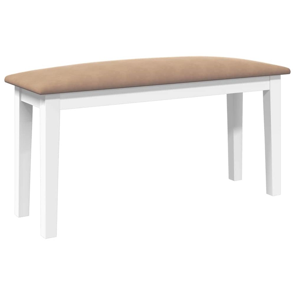 Banc 90 cm blanc bois massif caoutchouc