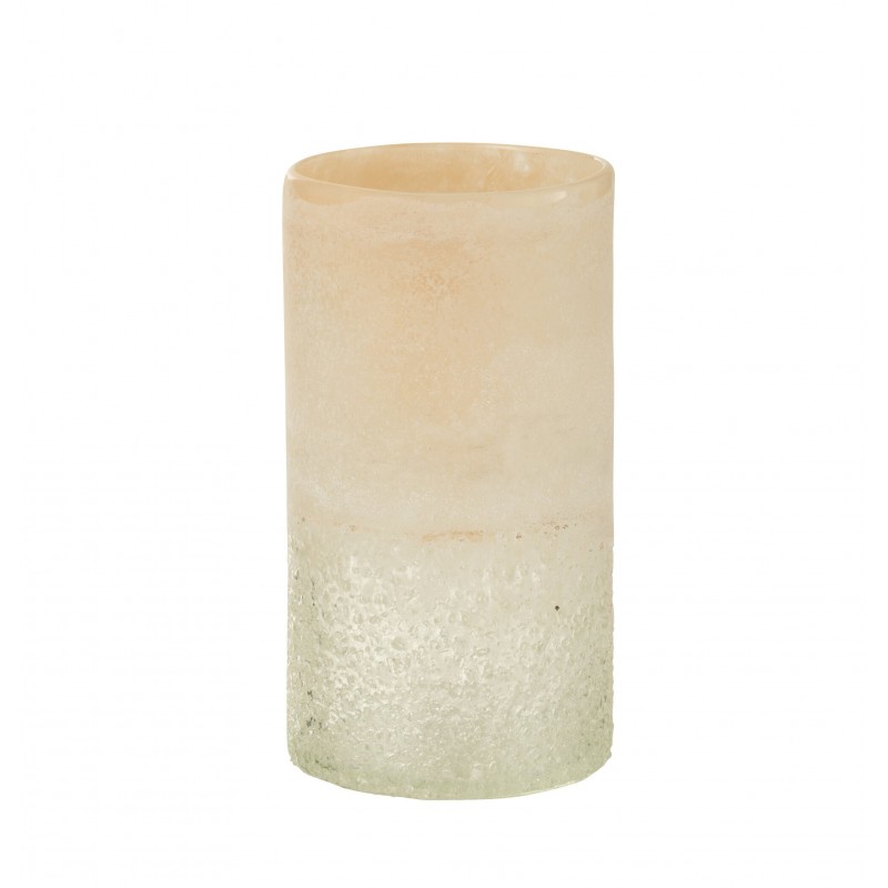 Vase cylindre en verre beige 15x15x30 cm