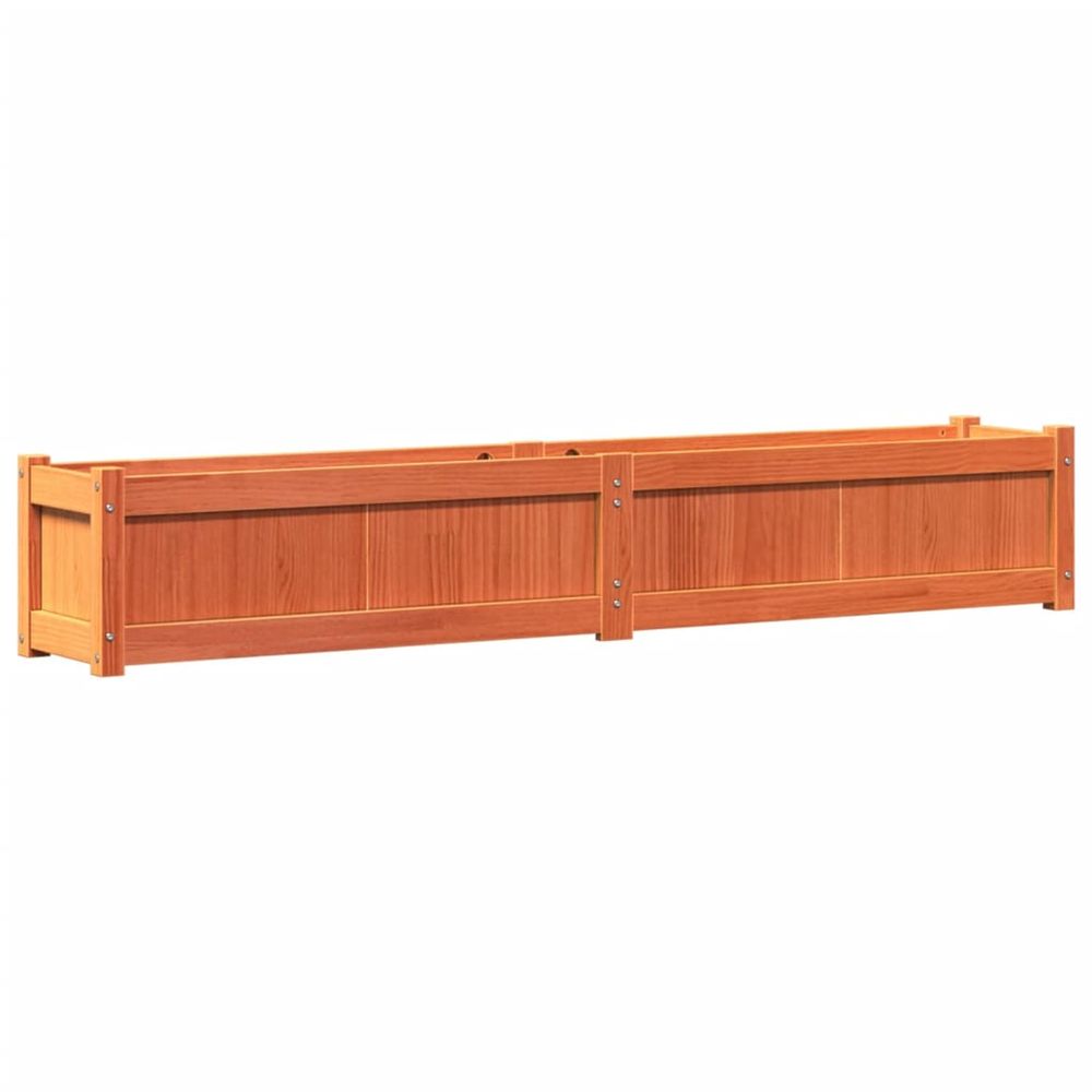 Jardinière d'extérieur cire marron 180x31x31 cm bois de pin massif