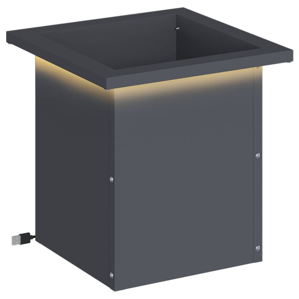 Jardinière d'extérieur de jardin avec led anthracite 30 x 30 x 30 cm acier