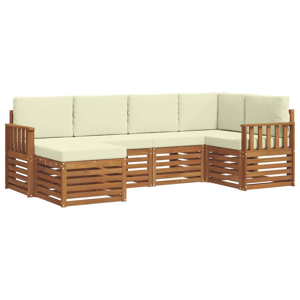 Ensemble de canapés d'extérieur 6 pc naturel et crème polyester
