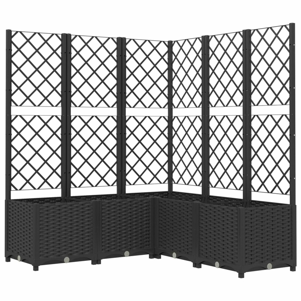 Jardinière bac lit surélevé plantes fleurs terrasse jardin avec treillis 120 x 120 x 136 cm pp noir