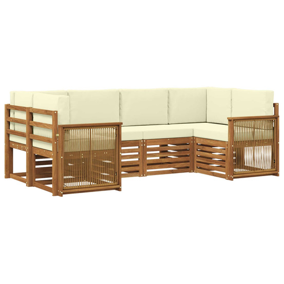 Ensemble de canapé d'angle avec coussin 5 pcs naturel et crème