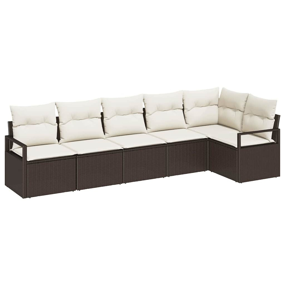 Ensemble de canapé de jardin avec coussin 6 pcs marron et crème