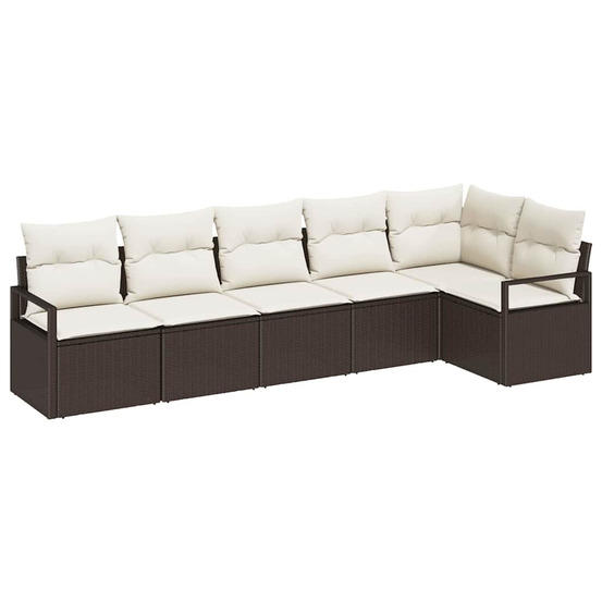 Ensemble de canapé de jardin avec coussin 6 pcs marron et crème