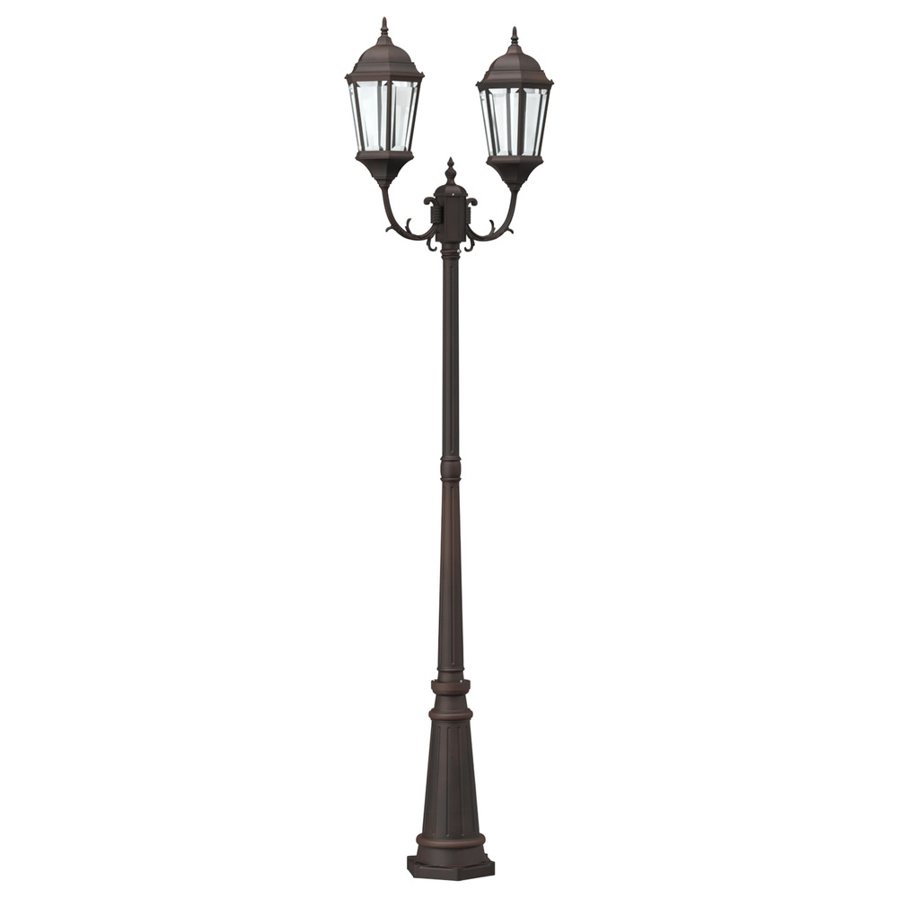 Lampadaire de jardin 2 lampes e27 bronze 235 cm aluminium