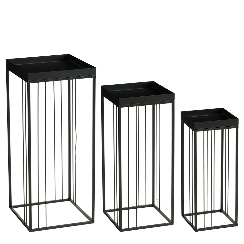 Mica decorations beth table d’appoint – set de 3 – petite table basse set – meuble – petit meuble – fer – 30 x 30 x 70 cm – noir